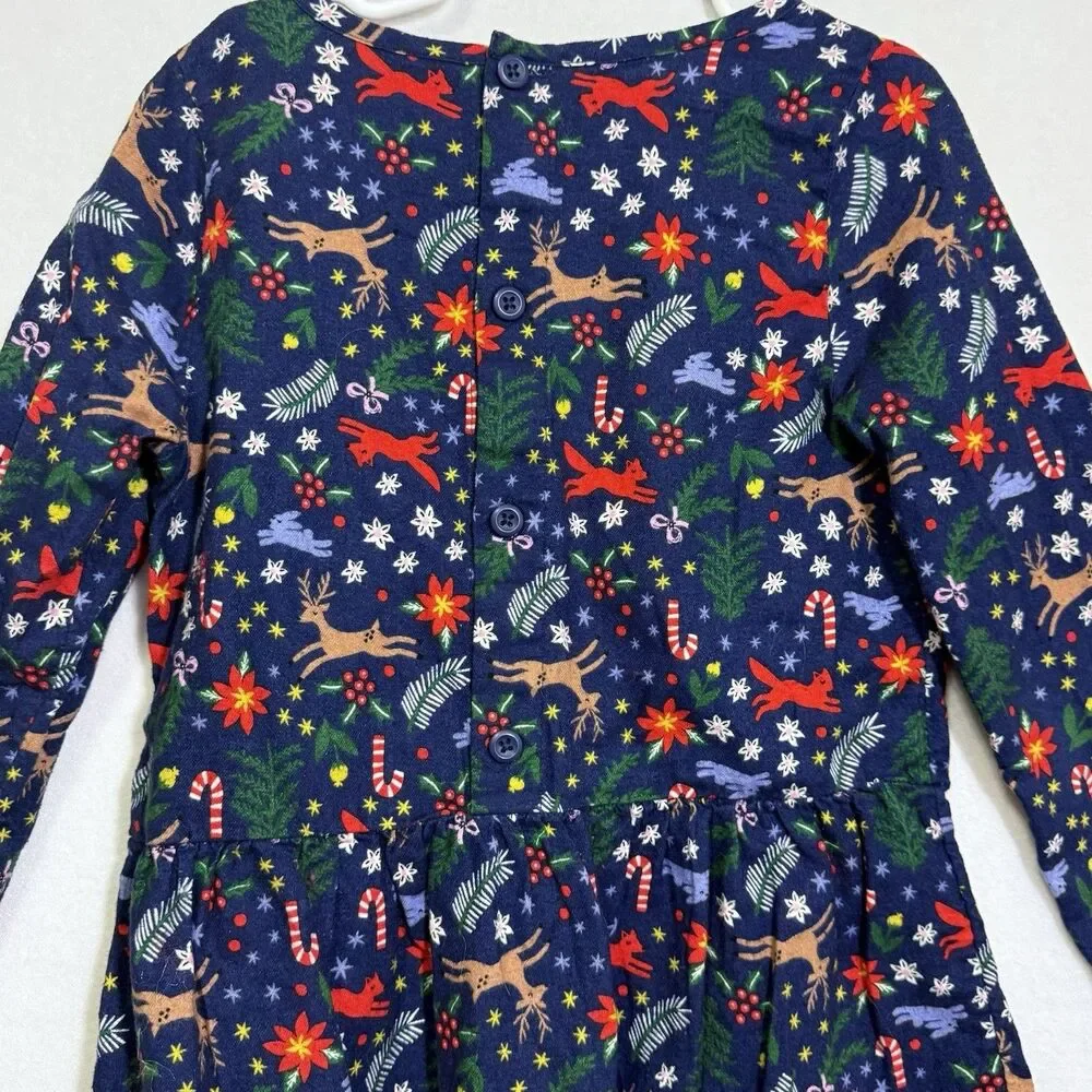 Hanna Andersson Winter Wonderland Navy Flannelette Peplum Top Size 120 US 6-7 - Picture 8 of 11